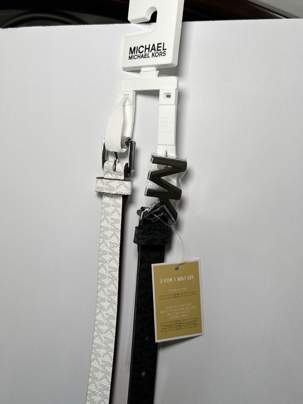 Michael Kors Men’s Black & Silver Two-Belt Set